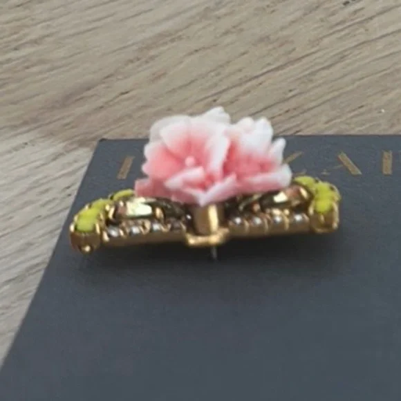 Elizabeth Cole Pink Floral and Citrine Bead Fan Earrings - NWOT - Picture 10 of 11